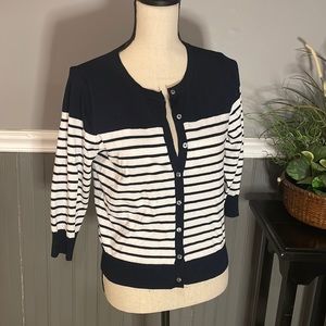 Navy and white cardigan